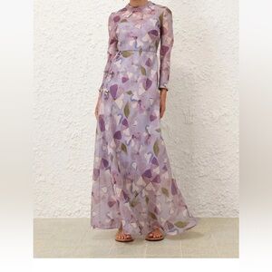 Zimmermann Lavender Floral Long Sleeve Dress AU size 1